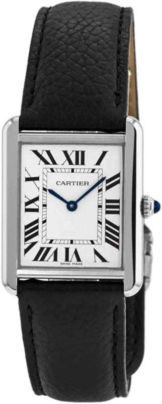CARTIER TANK SOLO STEEL LEATHER LADIES WATCH WSTA0028 - 27 MM