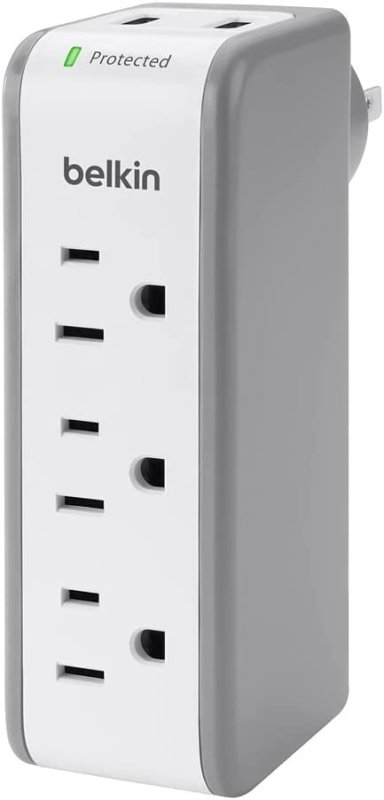 BELKIN WALL MOUNT SURGE PROTECTOR W/ 3 AC MULTI OUTLETS & 2 USB PORTS
