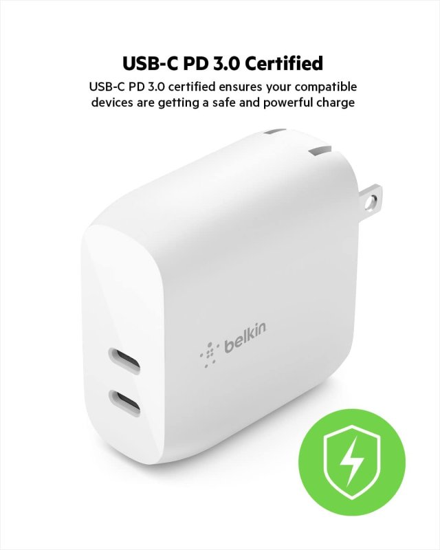 BELKIN 40W DUAL PORT USB C WALL CHARGER