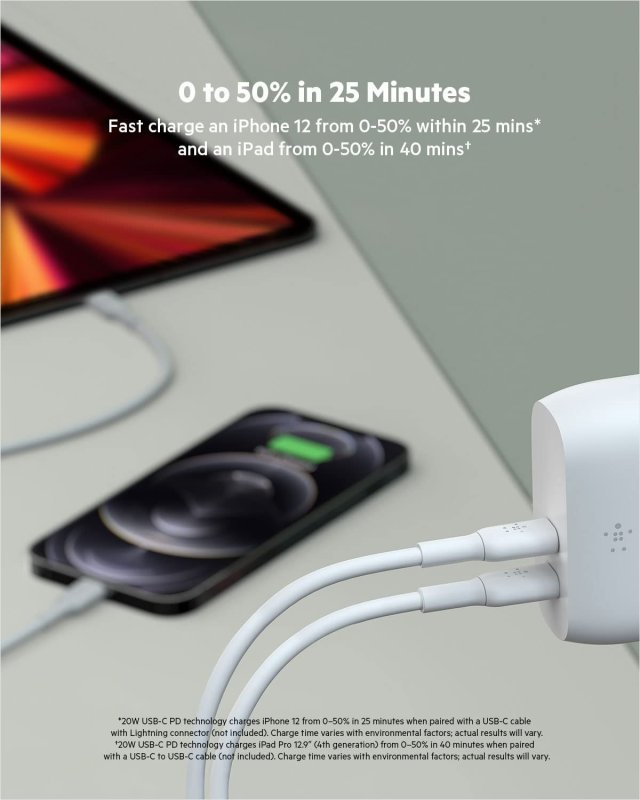 BELKIN 40W DUAL PORT USB C WALL CHARGER