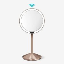 SIMPLEHUMAN FREE STANDING ROUND MINI TRAVEL SENSOR MAKEUP MIRROR - ROSE GOLD
