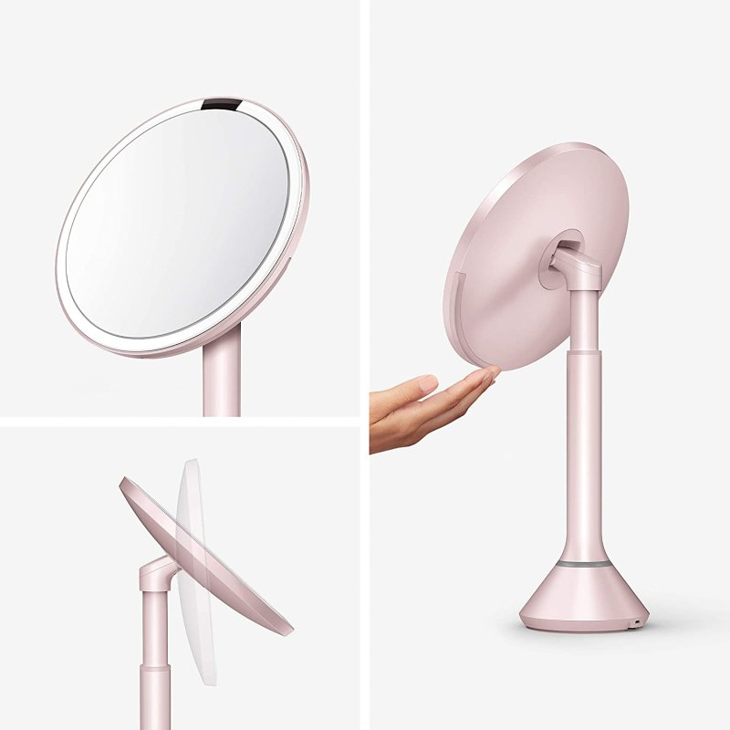 SIMPLEHUMAN TABLETOP MOUNT 8" ROUND SENSOR MAKEUP MIRROR WITH TOUCH - PINK