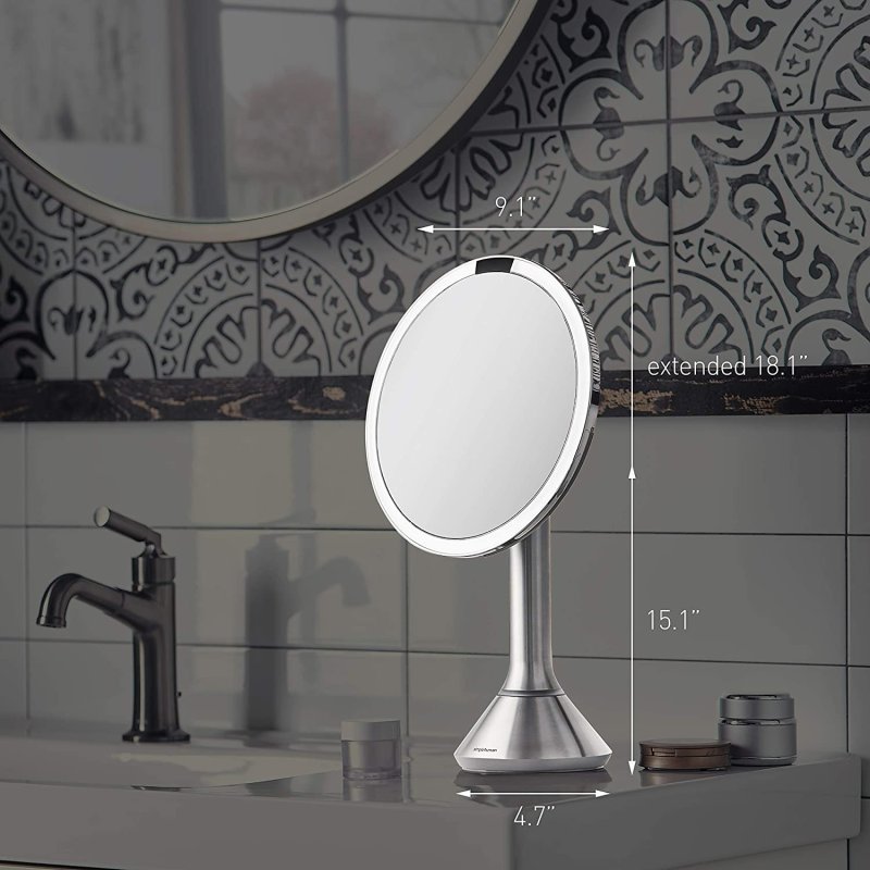SIMPLEHUMAN TABLETOP MOUNT 8" ROUND SENSOR MAKEUP MIRROR WITH TOUCH - PINK