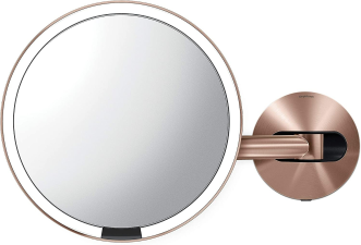 SIMPLEHUMAN 8" ROUND WALL MOUNT SENSOR MAKEUP MIRROR - ROSE GOLD