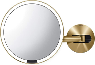 SIMPLEHUMAN 8" ROUND WALL MOUNT SENSOR MAKEUP MIRROR - BRASS