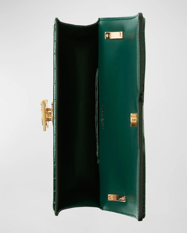 BURBERRY TB CROC-EMBOSSED CHAIN SHOULDER BAG