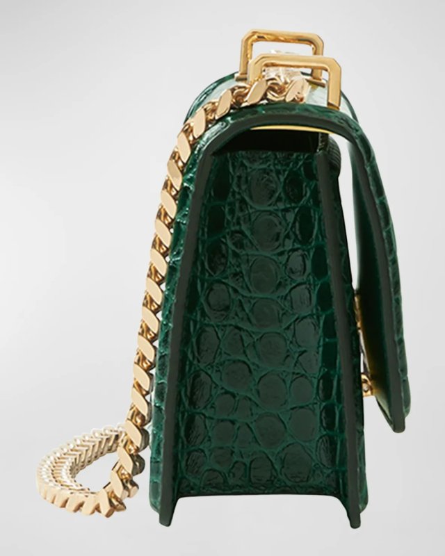 BURBERRY TB CROC-EMBOSSED CHAIN SHOULDER BAG