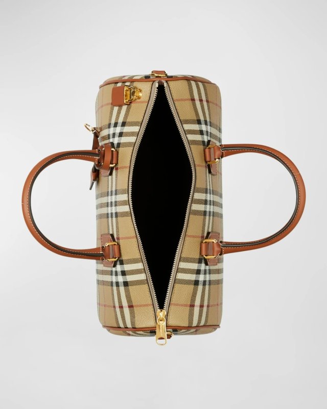BURBERRY CHECK BOWLING SHOULDER BAG -  LARGE