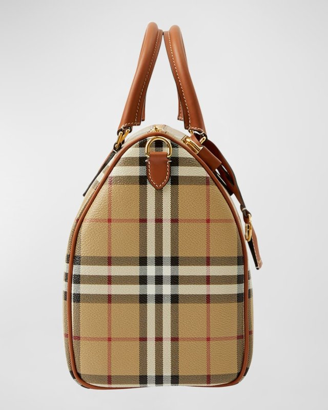 BURBERRY CHECK BOWLING SHOULDER BAG -  LARGE