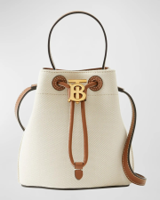 BURBERRY TB CANVAS DRAWSTRING BUCKET BAG