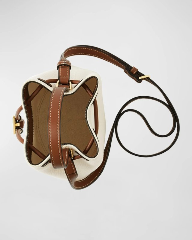 BURBERRY TB CANVAS DRAWSTRING BUCKET BAG