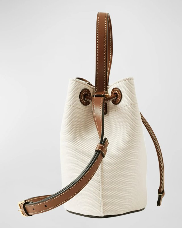 BURBERRY TB CANVAS DRAWSTRING BUCKET BAG