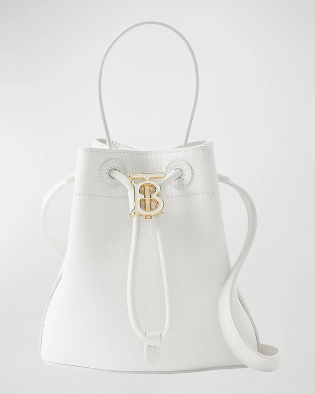 BURBERRY TB DRAWSTRING LEATHER BUCKET BAG