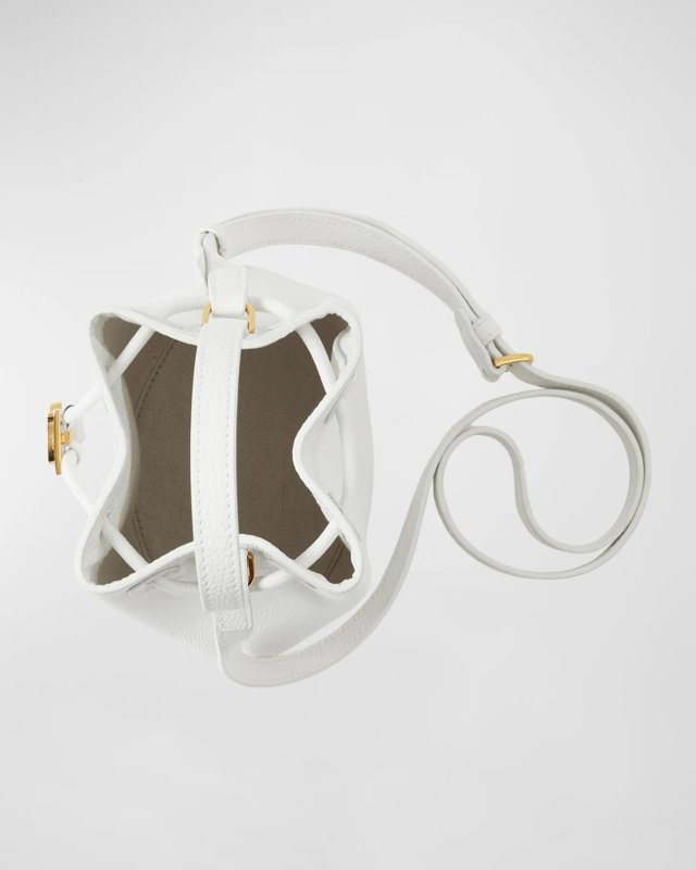 BURBERRY TB DRAWSTRING LEATHER BUCKET BAG