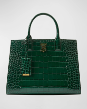 BURBERRY FRANCES CROC-EMBOSSED TOP-HANDLE BAG