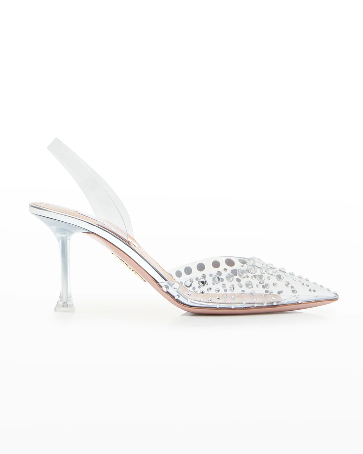 AQUAZZURA STARBURST EMBELLISHED CLEAR HALTER PUMPS