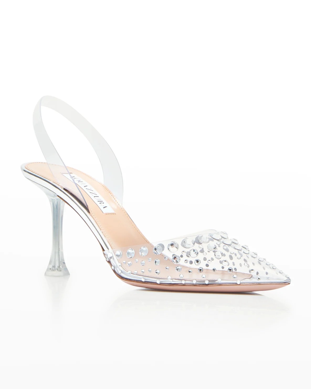 AQUAZZURA STARBURST EMBELLISHED CLEAR HALTER PUMPS