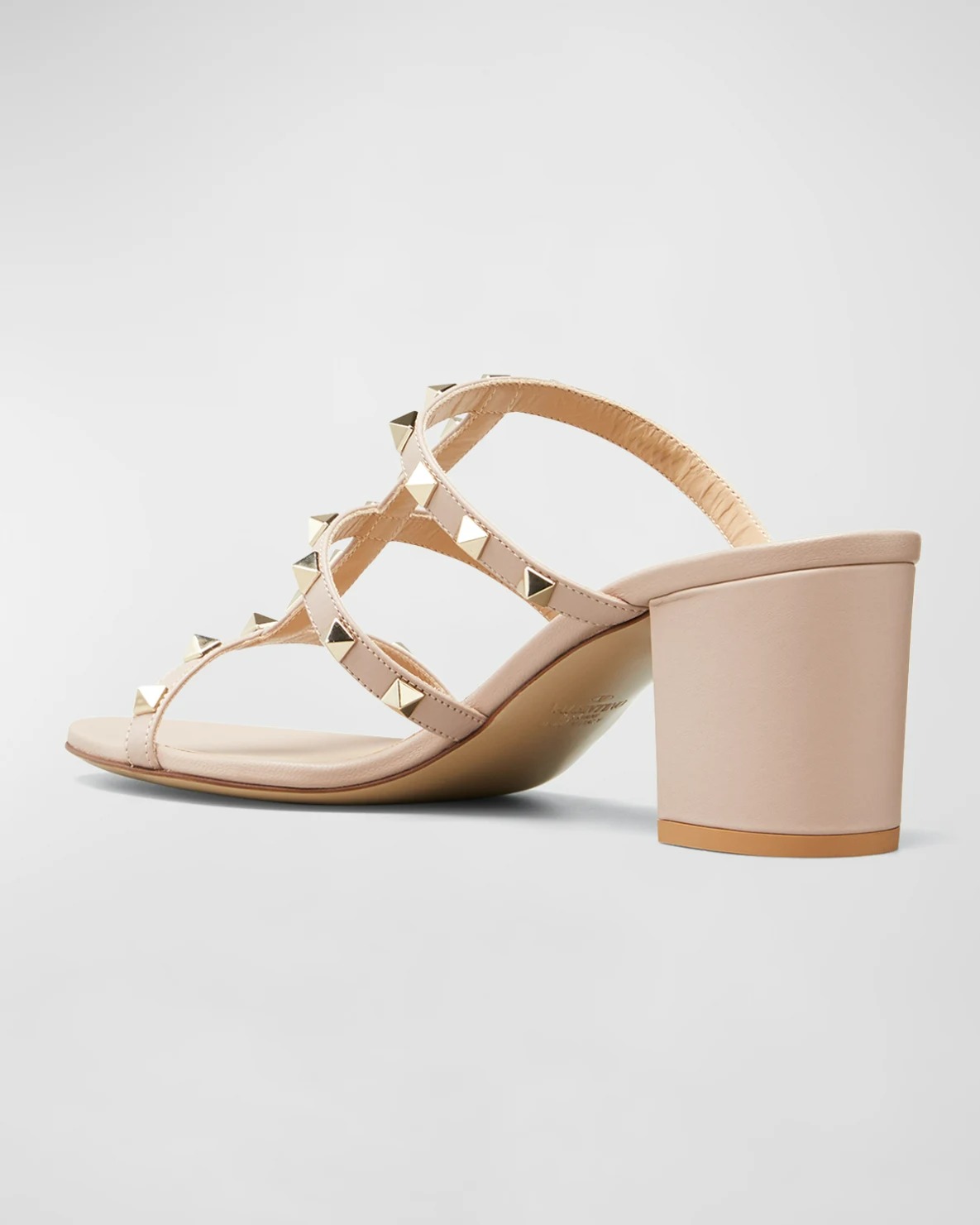 VALENTINO ROCKSTUD CAGED 60MM SLIDE SANDALS