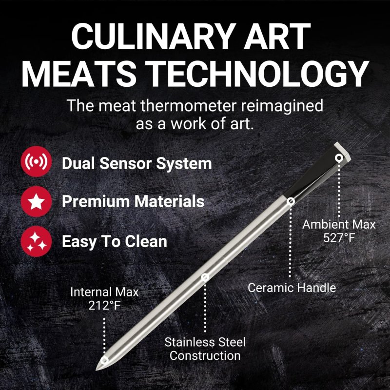 MEATER BLOCK - 4-PROBE PREMIUM SMART MEAT THERMOMETER - BLUETOOTH TO WIFI RANGE EXTENSION