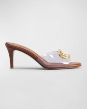 VALENTINO VLOGO CLEAR MEDALLION STILETTO SANDALS