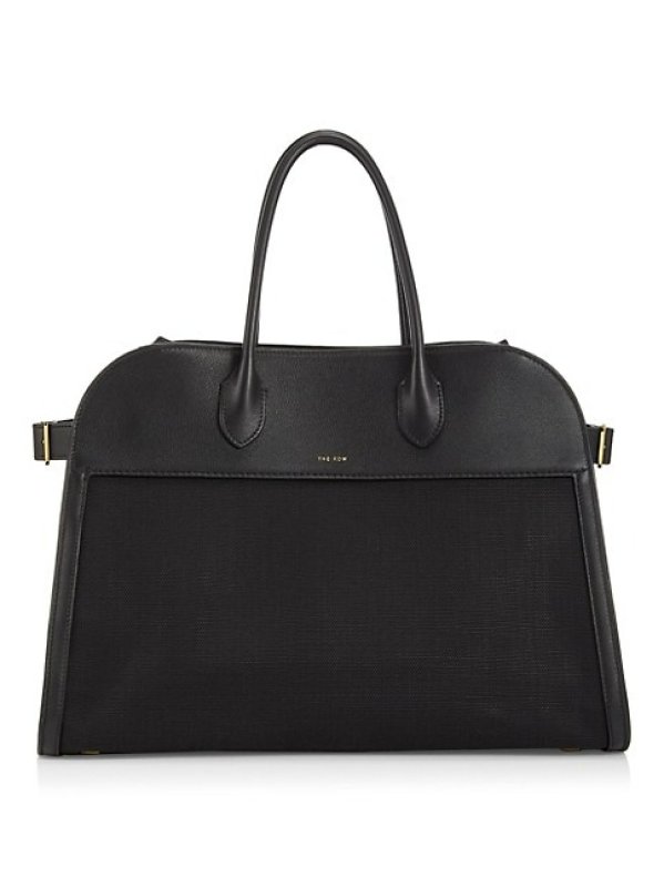 THE ROW SOFT MARGAUX 15 CANVAS & LEATHER SATCHEL