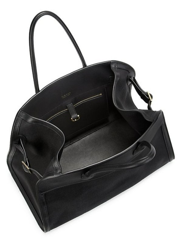 THE ROW SOFT MARGAUX 15 CANVAS & LEATHER SATCHEL