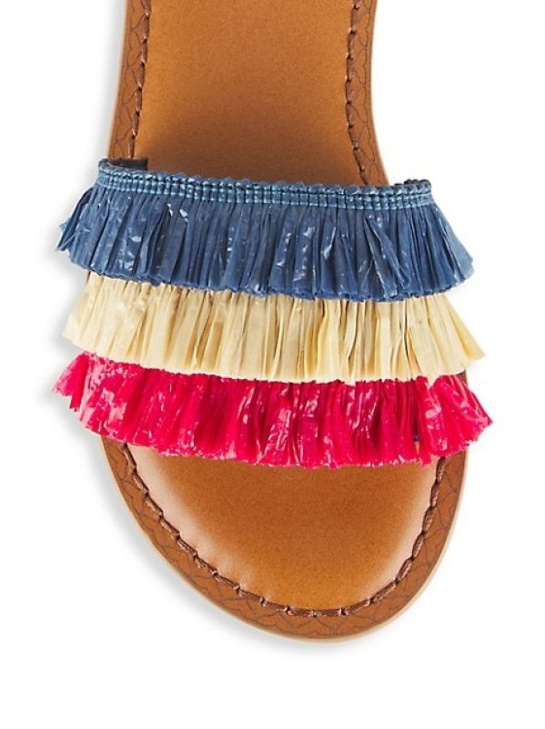VINEYARD VINES LAYERED RAFFIA FRINGE SLIDES