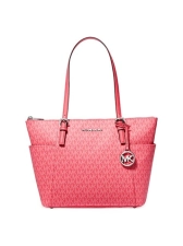 MICHAEL KORS JET SET MONOGRAM COATED CANVAS TOTE BAG