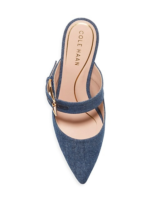 COLE HAAN VANDAM 65MM BUCKLE DENIM MULES
