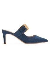 COLE HAAN VANDAM 65MM BUCKLE DENIM MULES