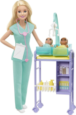 BARBIE CAREERS DOLL & PLAYSET - BABY DOCTOR THEME WITH BLONDE FASHION DOLL