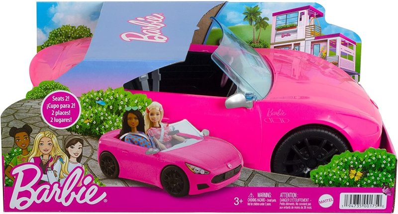 BARBIE TOY CAR - BRIGHT PINK 2-SEATER CONVERTIBLE