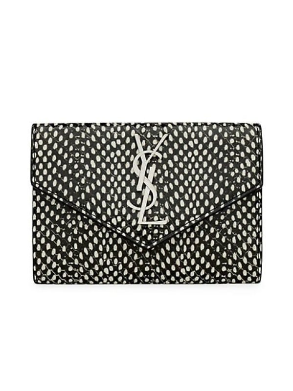 SAINT LAURENT CASSANDRE ENVELOPE WALLET IN PYTHON-EMBOSSED LEATHER