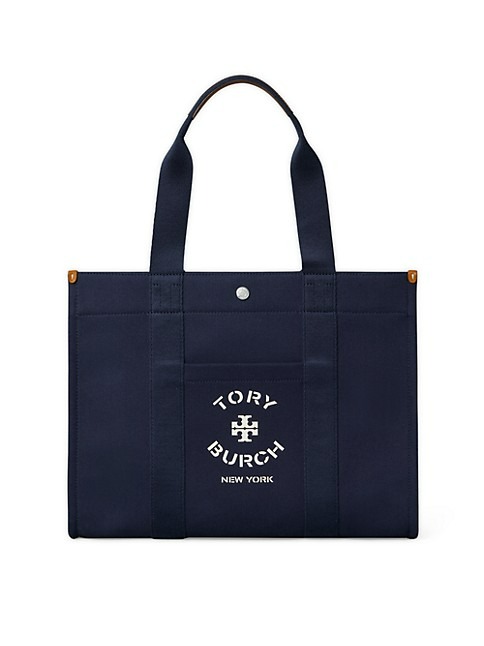 TORY BURCH TORY CANVAS LOGO TOTE BAG