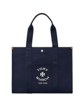 TORY BURCH TORY CANVAS LOGO TOTE BAG