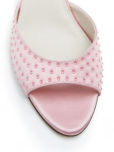 PROTA FIORI PLUMERIA 75MM SUSTAINABLE SILK CRYSTAL-EMBELLISHED MULES