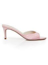 PROTA FIORI PLUMERIA 75MM SUSTAINABLE SILK CRYSTAL-EMBELLISHED MULES