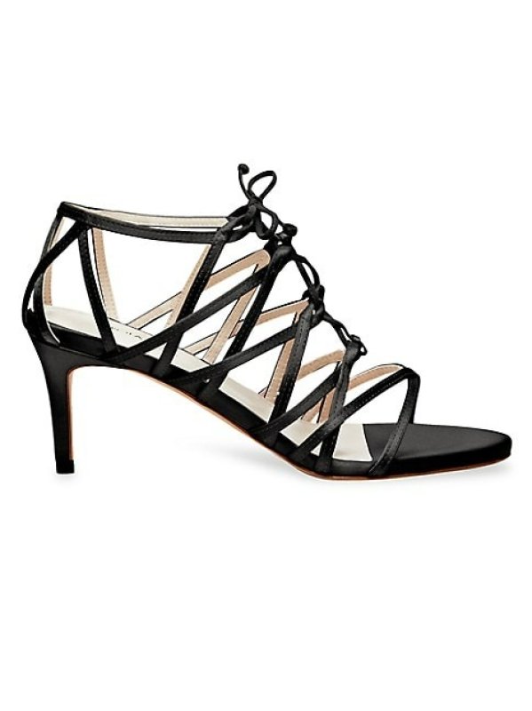 PROTA FIORI COSMOS 75MM SUSTAINABLE SILK LACE-UP SANDALS