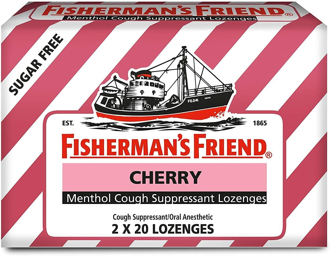 FISHERMAN'S FRIEND MENTHOL COUGH SUPPRESSANT LOZENGES SUGAR FREE CHERRY - 40 ADET - 3 PAKET