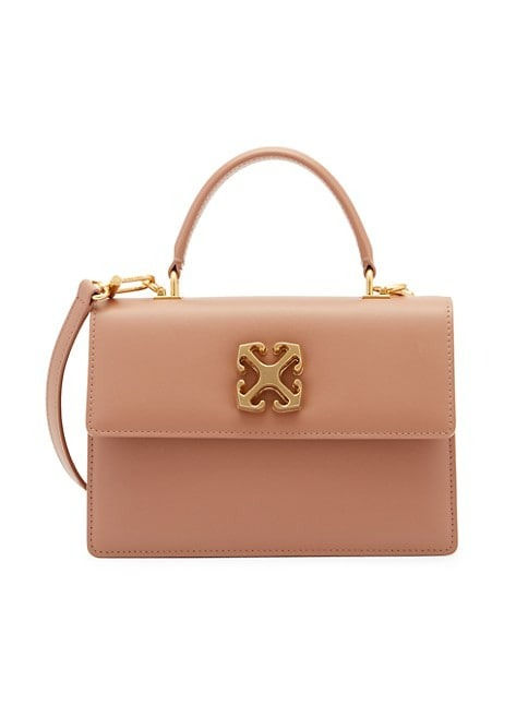 OFF-WHITE JITNEY LEATHER TOP HANDLE BAG - KAHVERENGI