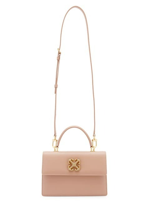 OFF-WHITE JITNEY LEATHER TOP HANDLE BAG - BEJ