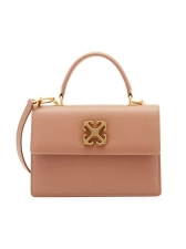 OFF-WHITE JITNEY LEATHER TOP HANDLE BAG - KAHVERENGI