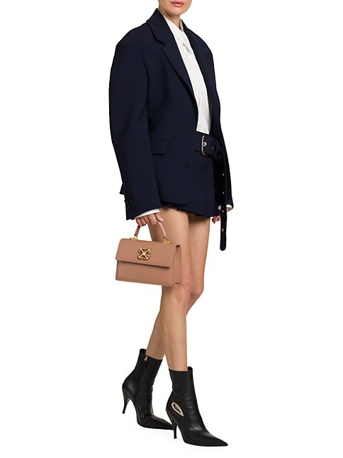 OFF-WHITE JITNEY LEATHER TOP HANDLE BAG - BEJ