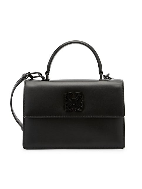 OFF-WHITE JITNEY LEATHER TOP HANDLE BAG - SIYAH