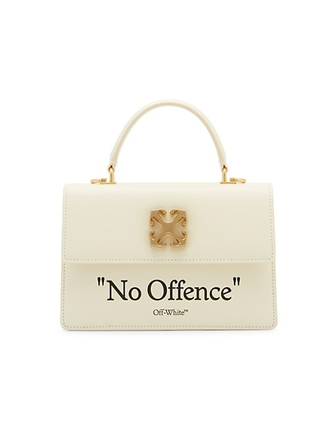 OFF-WHITE JITNEY QUOTE LEATHER TOP HANDLE BAG