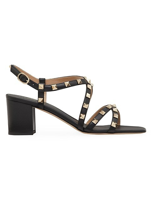 VALENTINO GARAVANI ROCKSTUD CALFSKIN SANDALS WITH STRAPS