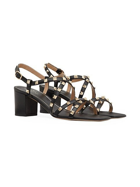 VALENTINO GARAVANI ROCKSTUD CALFSKIN SANDALS WITH STRAPS
