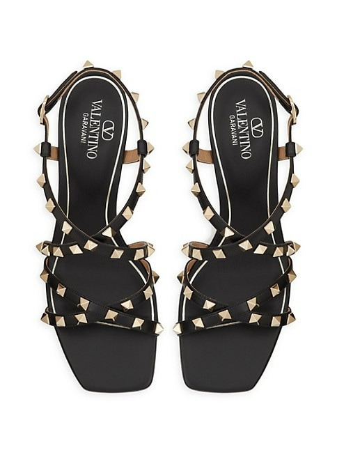 VALENTINO GARAVANI ROCKSTUD CALFSKIN SANDALS WITH STRAPS