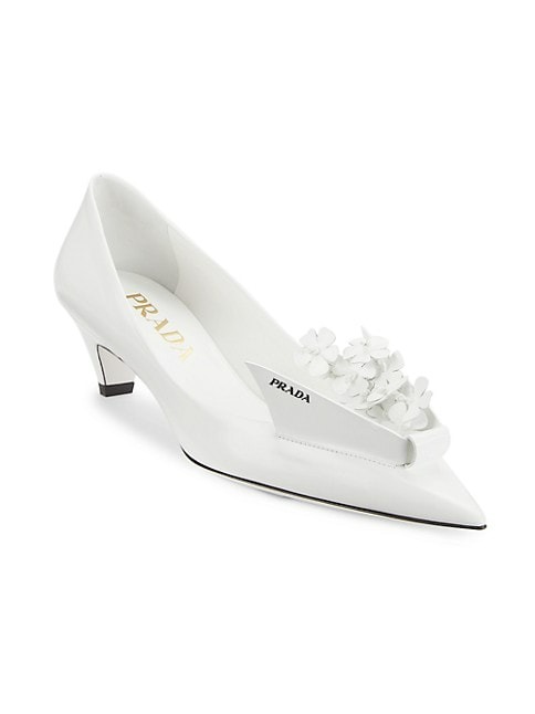 PRADA SCULPTURAL FLORAL 45MM KITTEN HEELS