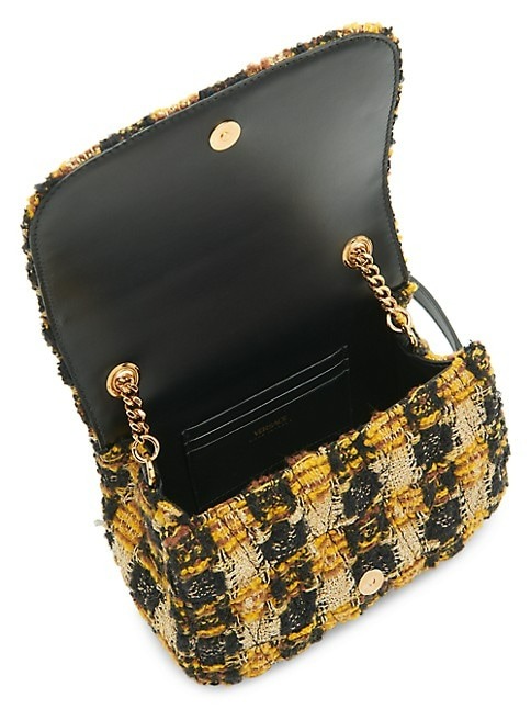 VERSACE MINI VIRTUS TWEED SHOULDER BAG